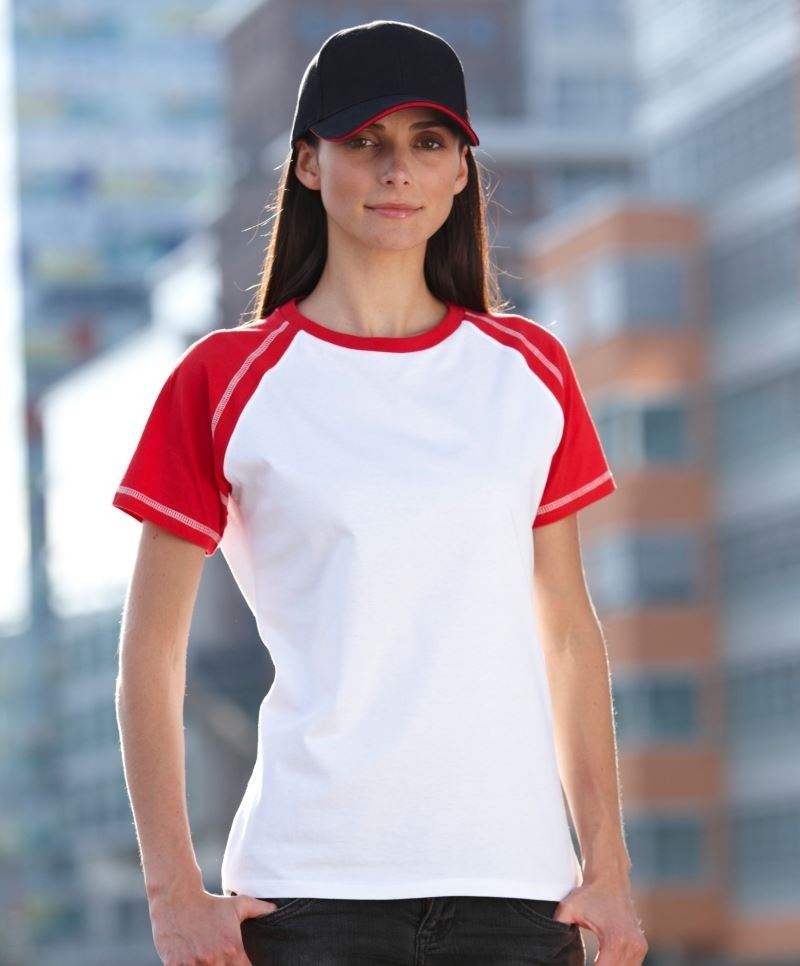 James & Nicholson Dámské triko s krátkým rukávem James & Nicholson (JN011) Bílá / Červená S