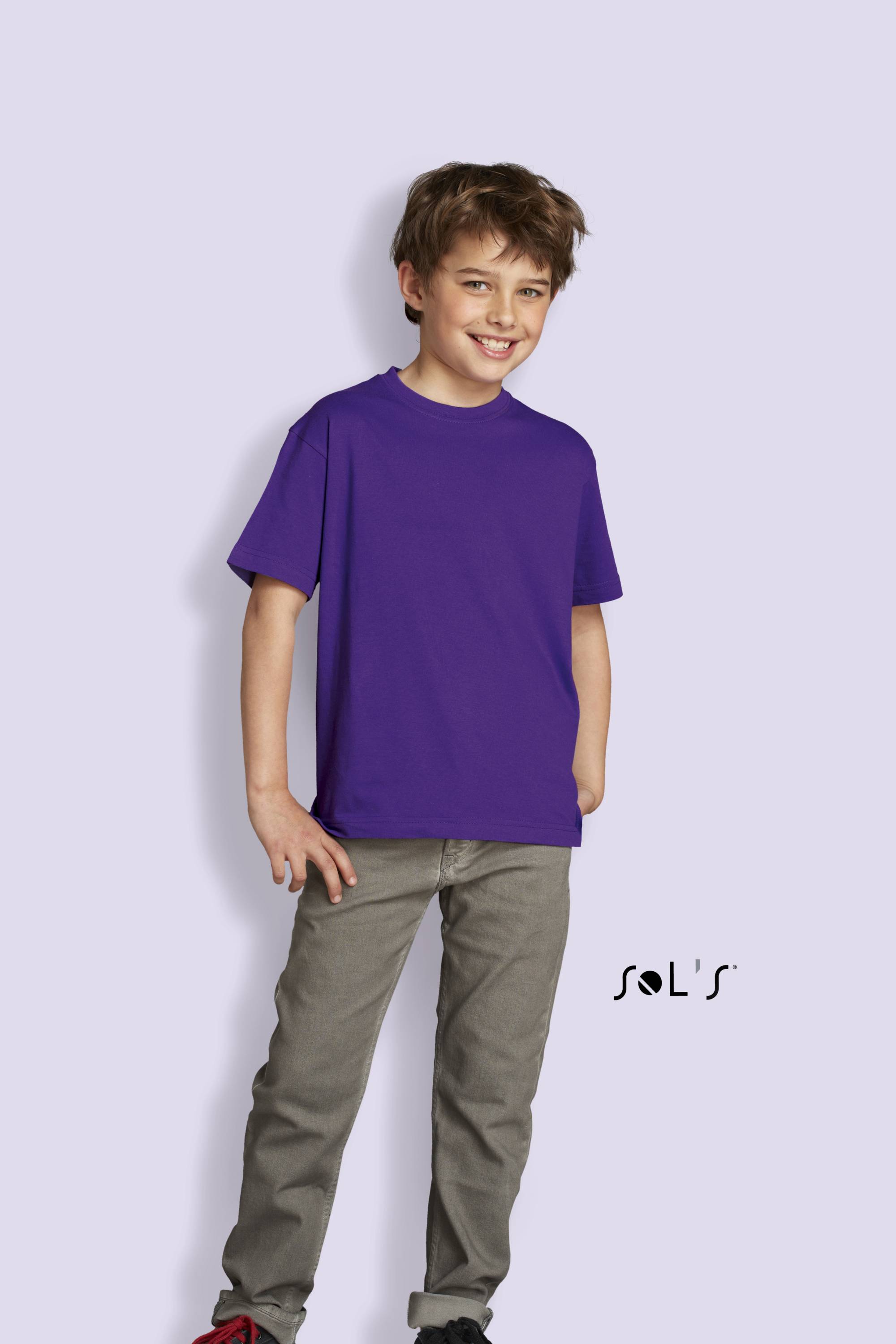 Sols Dětské triko s kulatým výstřihem a krátkým rukávem Sol´s - Regent kids Popelavá šedá 12 let (142 - 152 cm)
