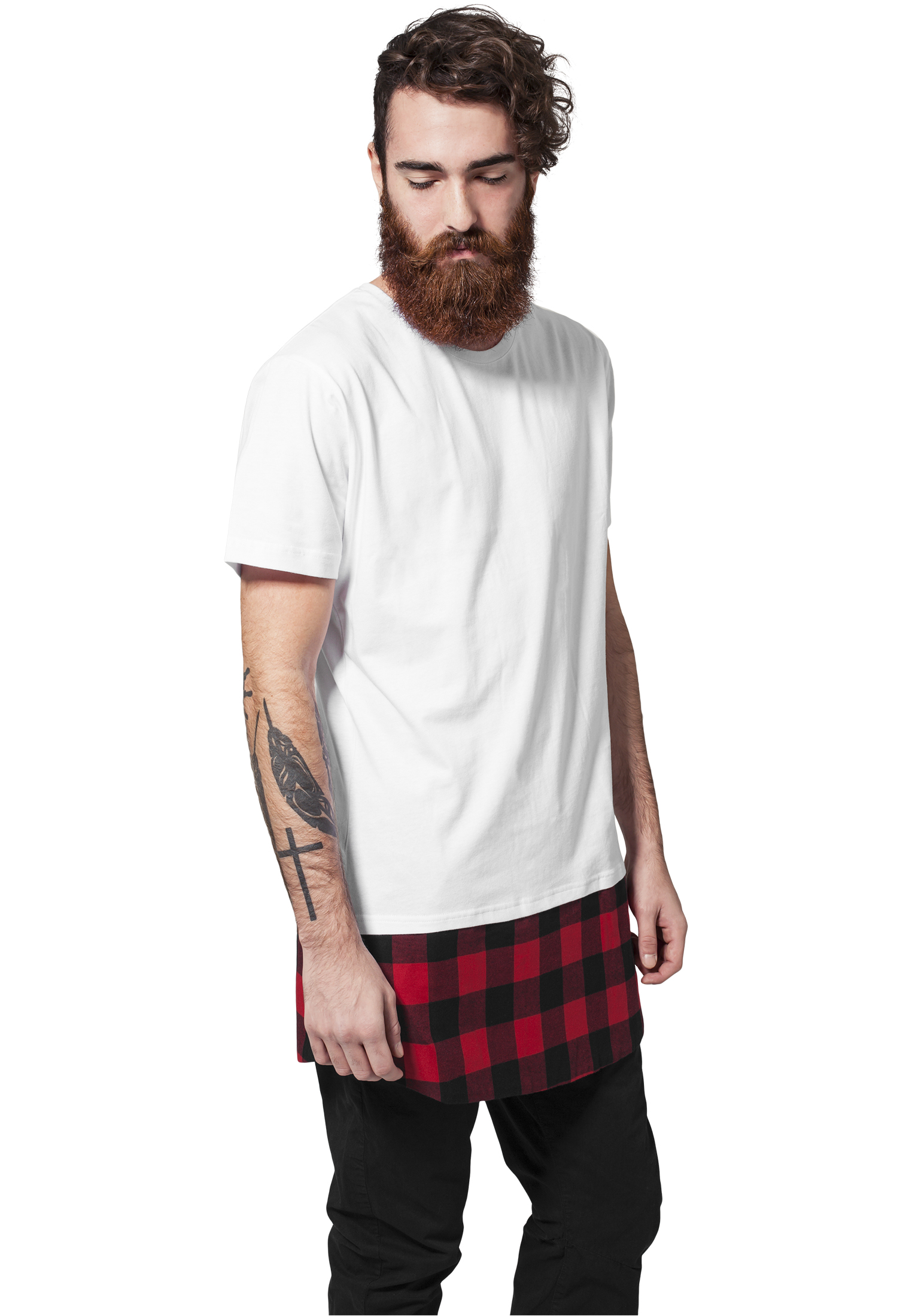 Urban Classics Pánské tričko s krátkým rukávem URBAN CLASSICS (TB1098) Bílá / Černá / Červená XL