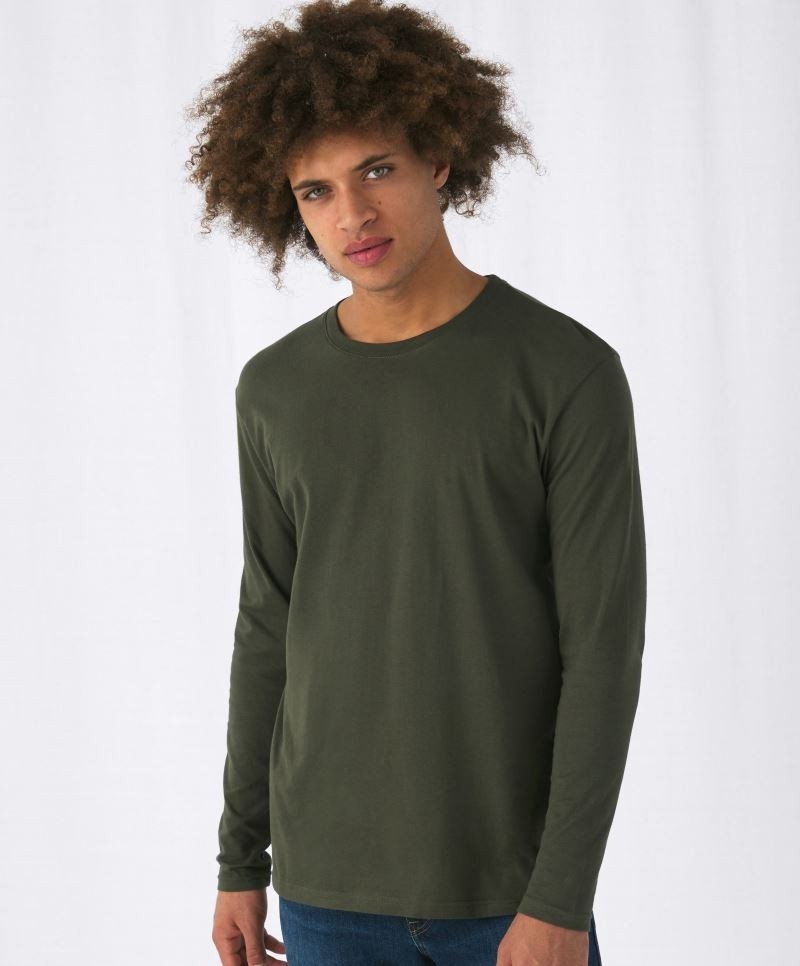 B&C Pánské tričko s dlouhým rukávem B&C (TU05T) Lahvově zelená M